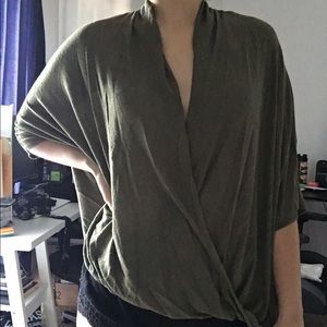 Army green surplice top